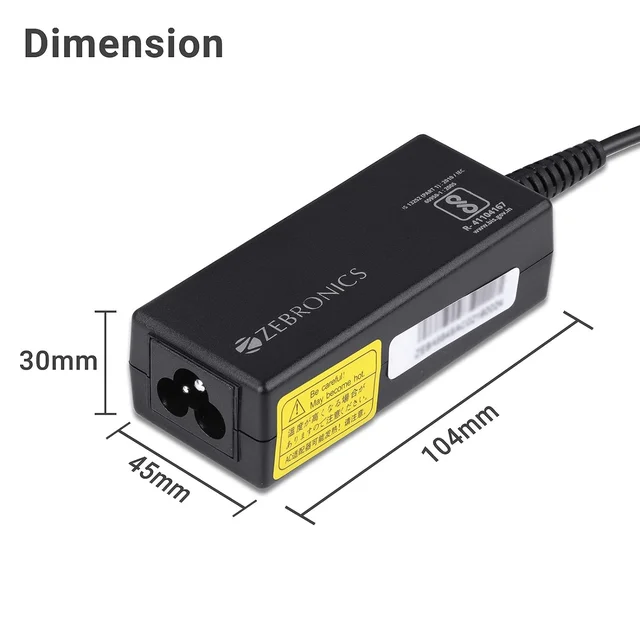 Zebronics ZEBRONICS ZEB-LA481718565H 65W Laptop Adapter with 4.8x1.7mm Connectors (Black)