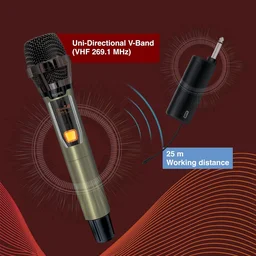 Fingers FINGERS Freedom Mic-39 Wireless Microphone (6.35 mm pin Receiver with Type-C Charging port, Uni-Directional V-Band @ VHF 269.1 MHz, 10-hour Battery life, 25 m Working Distance)