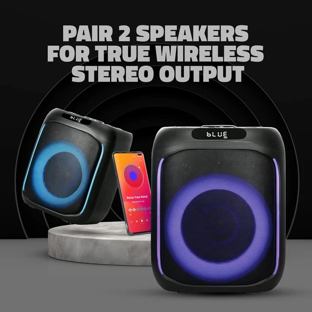 Artis Artis SoundPro 100 60W TWS Portable 5.0 Bluetooth Party Speaker with 7 LED Colours/USB/TF Card/AUX Input/FM Radio/Wireless Mic & Wireless Remote (Black)