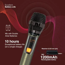 Fingers FINGERS Freedom Mic-39 Wireless Microphone (6.35 mm pin Receiver with Type-C Charging port, Uni-Directional V-Band @ VHF 269.1 MHz, 10-hour Battery life, 25 m Working Distance)