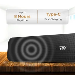 RD SP-12 Smart Portable Stereo Exilor Wireless Soundbar Bluetooth V5.0 Connectivity 20 Watts 2.0 Sound Treble Extra Bass Speaker Supports TF/SD Card/USB/AUX 8 Hours Playback Time IPX4 Waterproof (Black)