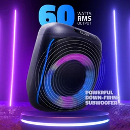 Artis Artis SoundPro 100 60W TWS Portable 5.0 Bluetooth Party Speaker with 7 LED Colours/USB/TF Card/AUX Input/FM Radio/Wireless Mic & Wireless Remote (Black)