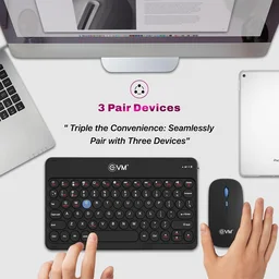 EVM EnArc Wireless Keyboard and Mouse Combo | Rechargeable Battery | Bluetooth 5.0 + 2.4G Slim & Portable | Silent Click (BLACK)