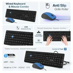 EVM WDKM-513 Wired Keyboard and Mouse Combo (Black)