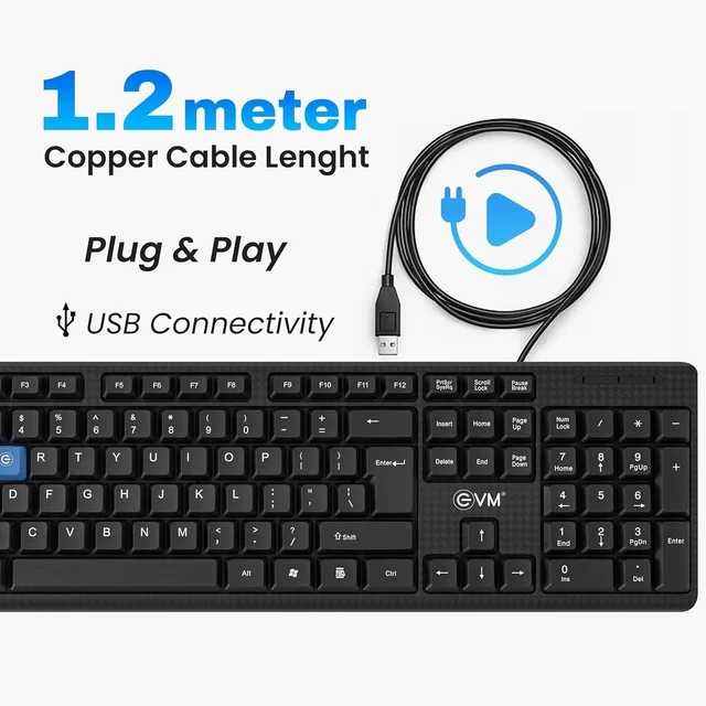 EVM WDKM-513 Wired Keyboard and Mouse Combo (Black)