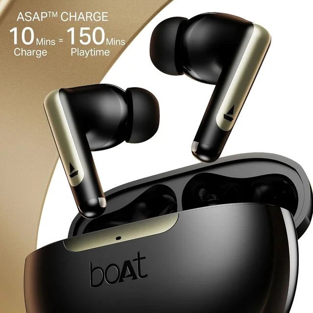 BOAT Boat Airdopes 141 Elite ANC With 35dB Active Noise Cancellation | 4Mics ENX Tech, 42HRS Battery | Fast Charge IPX5, Bluetooth Earbuds | TWS Ear Buds Wireless Earphones With Mic (Black)