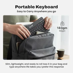 EVM EnEdge 9.7" Ultra-Slim Bluetooth Keyboard With Type-C Rechargeable Battery | Tablet, Smartphone & Laptop | Compact Lightweight Design | Bluetooth 5.0 | ABS Build (BLACK)