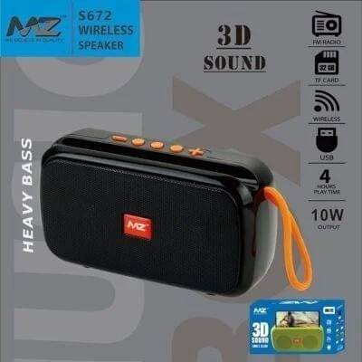 MZ S672 Portable Bluetooth Speaker | Dynamic Thunder High Sound Quality & High Bass Battery Stereo Channel (Black) - Black