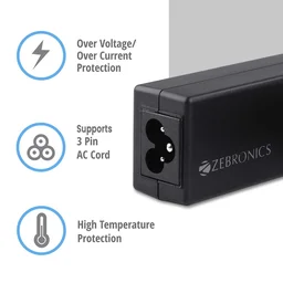 Zebronics Zeb- LA401720045L 45W Laptop Adapter 4x1.7mm Connector (Black)