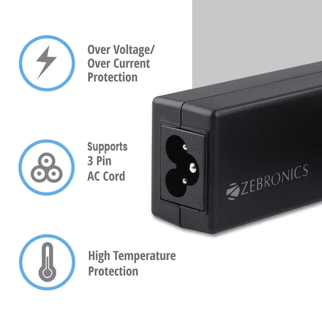 Zebronics Zeb- LA401720045L 45W Laptop Adapter 4x1.7mm Connector (Black)