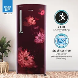 Voltas beko Voltas Beko ‘A Tata Product’ 210 Litre | 3 star | Single Door |Made-in-India Direct cool Refrigerator | RDC245C / W0DWE0M000UGD (Bonita Wine)