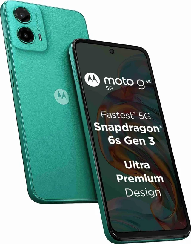 MOTOROLA Motorola Smart Phone G45 5G (Brilliant Green, 8GB RAM, 128GB Storage) | 6.5" FHD+ Display | Snapdragon 6 Gen1 Processor | 50MP Camera | 16MP Front Camera | 5000mAh Battery | 33W Charging (Brilliant Green) - 8 GB, 128 GB