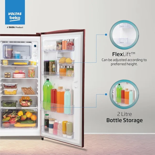 Voltas beko Voltas Beko ‘A Tata Product’ 210 Litre | 3 star | Single Door |Made-in-India Direct cool Refrigerator | RDC245C / W0DWE0M000UGD (Bonita Wine)