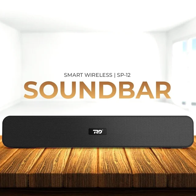RD SP-12 Smart Portable Stereo Exilor Wireless Soundbar Bluetooth V5.0 Connectivity 20 Watts 2.0 Sound Treble Extra Bass Speaker Supports TF/SD Card/USB/AUX 8 Hours Playback Time IPX4 Waterproof (Black)