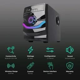 ZEBRONICS Zeb-Rainbow 2.1 Multimedia Speaker With Bluetooth/AUX/UB/FM (BLACK)