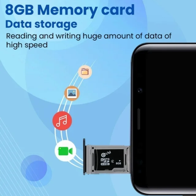 EVM Micro SD Card 8GB SD HC Class 10 100 MB/S (BLACK) - 8 GB