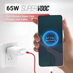 Morbi Charge - x3 65W Fast Charge Supports Warp, Super VOOC, Dash, Fast & Super Fast Charging Adaptor With Cable (RED)