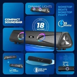 BPL (BSBM111) Cine Coustic Compact Soundbar 35 W With 18 Hours Playtime, 2.0 Channel (BLACK)