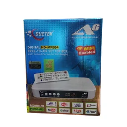 DUETEK A6 Digital HD-MPEG4 Free-To-Air Set Top Box | Wi-Fi Enabled (No Need of Wi-Fi Dongal) White