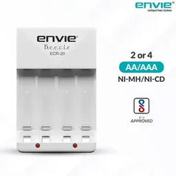 VEV Envie (ECR-20) Beecle 220V Rechargeable Battery Charger for AA & AAA Ni-mh Batteries with Two LED Indicator (WHITE)
