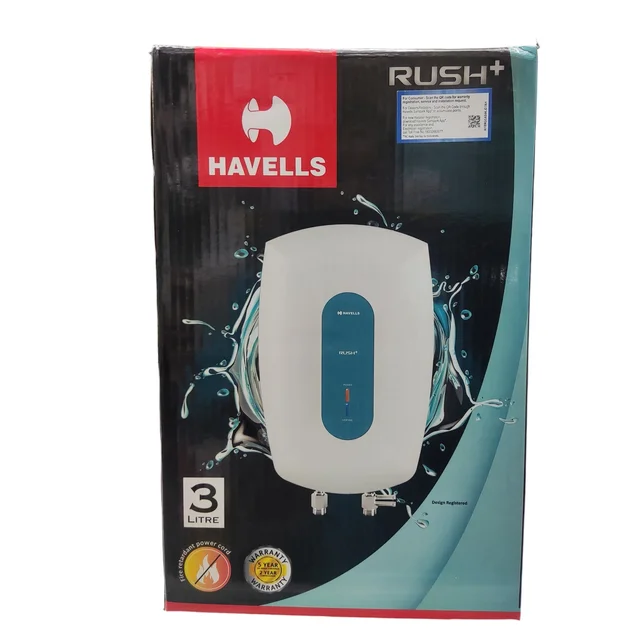 Havells HAVELLS RUSH+ | 3 Litre Instant Water Geyser (White & Blue)