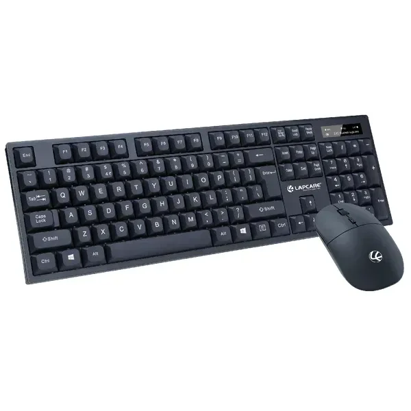 LAPCARE Lapcare (WL-102) 2.4GHz Wireless Keyboard & Mouse Combo | USB Nano Receiver | Adjustable 1600 DPI | 2.4G Wireless Tech | Premium Black Finish Rupee Key | Silent Typing | Power Saving Mode | Battery Included | Windows 7/8/10/11 Compatible (BLACK)