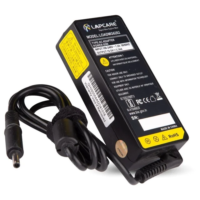 Lapcare LOADMG6262 Laptop Adapter for Dell 19.5V 3.34A 65 Watt (Black)