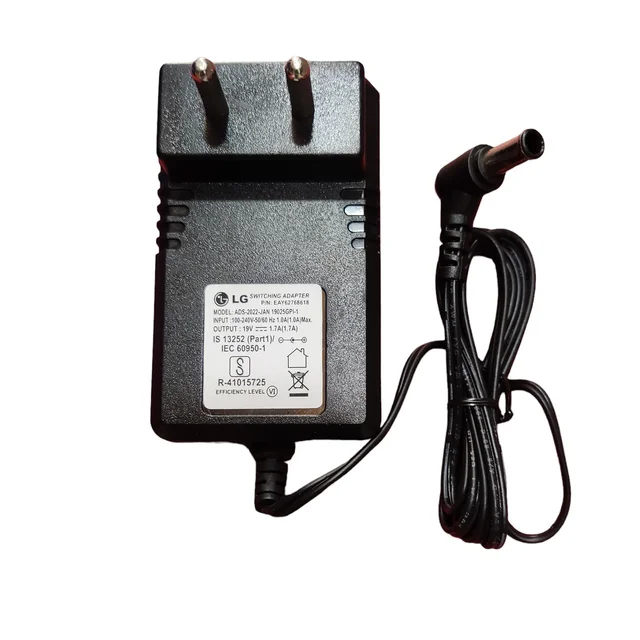 VEV LG 2 Pin Adapter Power Supply 19V 1.7A 32W Compatible for LG & Samsung LED LCD Monitors (Black) - 19V-1.7A