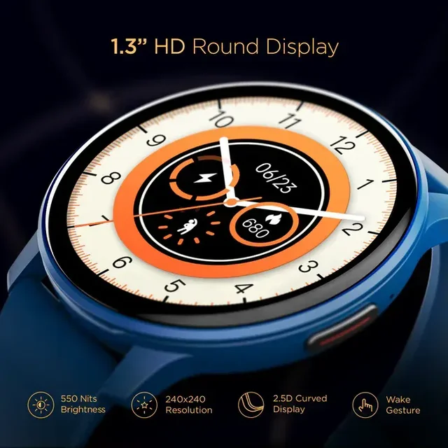 BoAt boAt LUNAR CALL Smartwatch | 1.3"(3.3cm) Display | BT Calling, Bilingual, 100+ Sports Mode (Sapphire Blue)