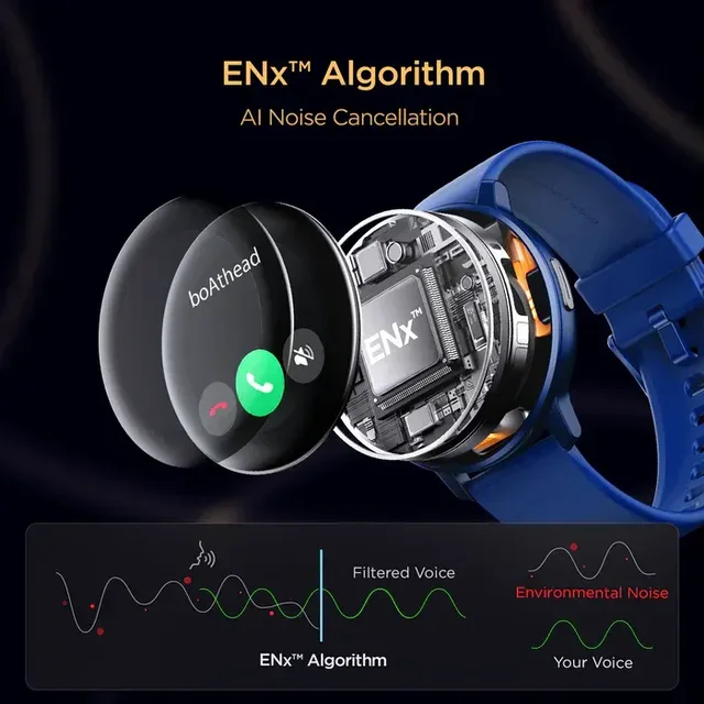 BoAt boAt LUNAR CALL Smartwatch | 1.3"(3.3cm) Display | BT Calling, Bilingual, 100+ Sports Mode (Sapphire Blue)