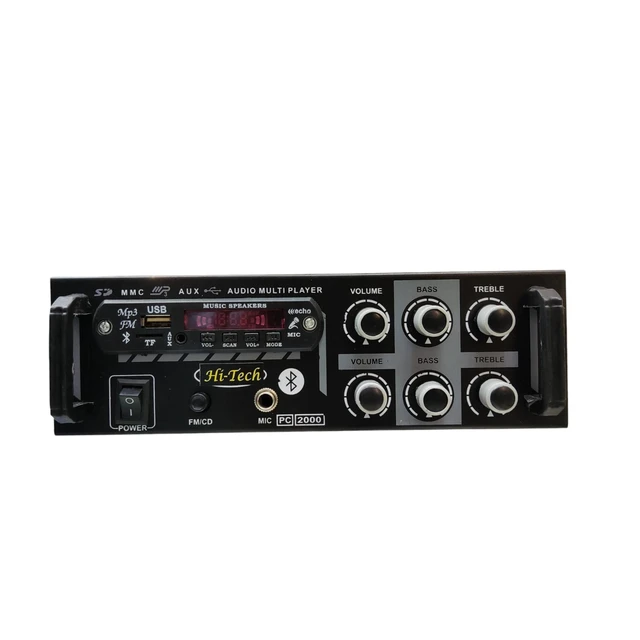 Hi-Tech USB AMPLIFIER, Bluetooth, AUX, SD Card mp3 Stereo Amplifier 2400W AV Amplifier (Black) - Black