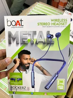 Boat (Copy) Boat Rockerz A43 Wireless Bluetooth Headsets Magnetic On Off Double Pecking Wireless Nackband 280Hrs Music Time, (Black) - Black