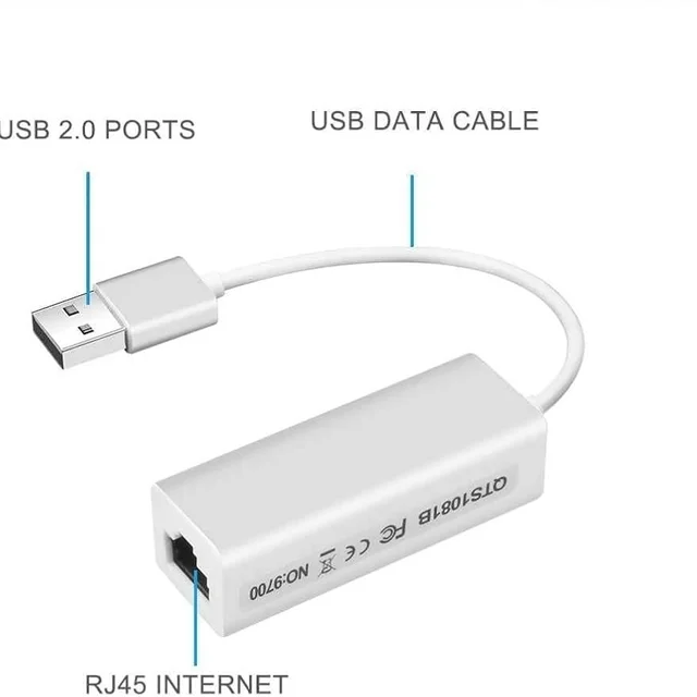 VEV USB 2.0 Ethernet Lan Adapter USB To RJ45 Network LAN Adapter Up To 10/100Mbps, For Windows/Mac/Linux