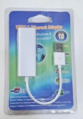 VEV USB 2.0 Ethernet Lan Adapter USB To RJ45 Network LAN Adapter Up To 10/100Mbps, For Windows/Mac/Linux