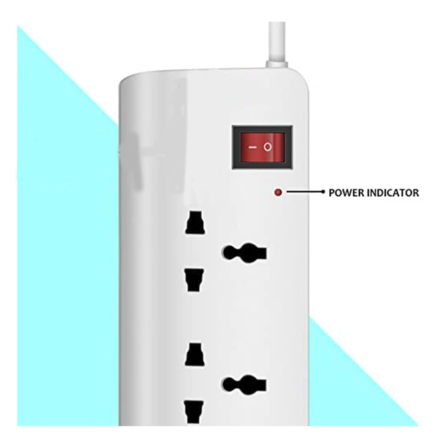 Shreyam SE-178 4 Way Extension | Switch With Indicator | 5 Meter Length (White)