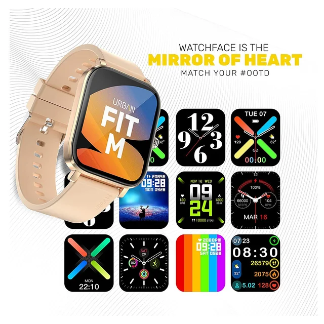 Urban Fit M | 1.7" Bright Display | 500 Nits | 60 Sports Mode | IPX68 Resistance Smartwatch (Gold)