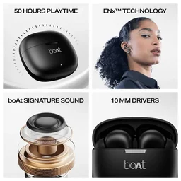 BOAT Boat Airdopes 213 | Wireless Earbuds With 50 Hours Playback | BEAST™ Mode & ENX™ Calling (BLACK)
