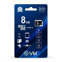 EVM Micro SD Card 8GB SD HC Class 10 100 MB/S (BLACK) - 8 GB