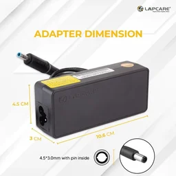 LAPCARE Lapcare Compatible Adapter For HP Laptop 65W | 19.5V/3.33A | (4.5*3.0mm) BLP (BLACK)