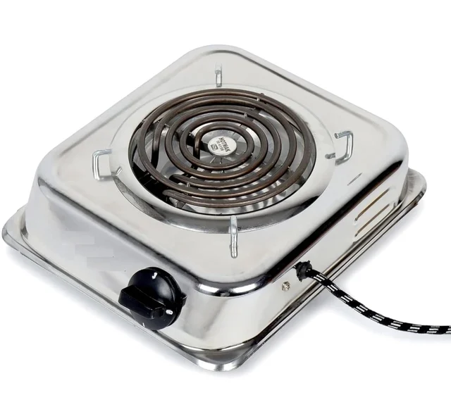 KINGSTON Kingston 2000W | Single Burner Electric G-Coil Hot Plate Portable Stainless Steel Cooking Stove Electric Cooking Heater (SILVER)