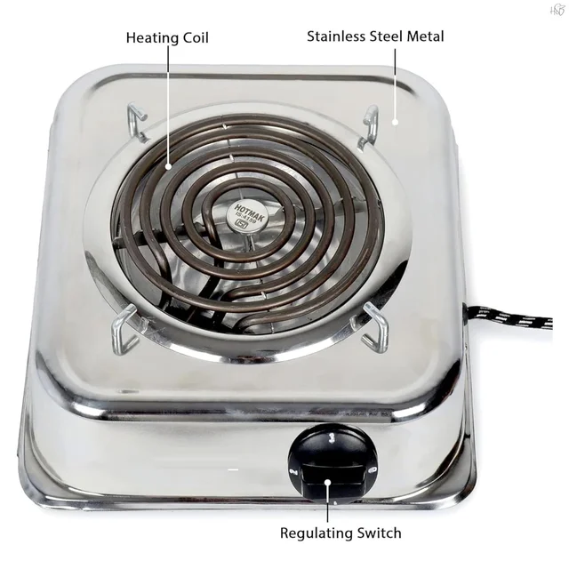 KINGSTON Kingston 2000W | Single Burner Electric G-Coil Hot Plate Portable Stainless Steel Cooking Stove Electric Cooking Heater (SILVER)