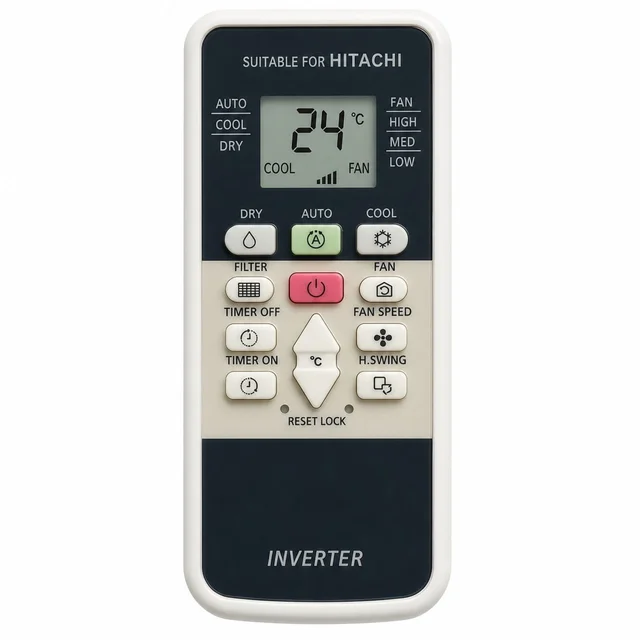 VEV Hitachi Split AC Remote Control Compatible For Hitachi AC (WHITE)