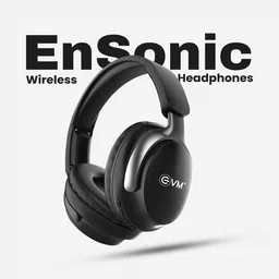 EVM Evm EnSonic Wireless Headphone With Mic (EVM-WHF-01) 40Hrs Playback Time (BLACK) - Black