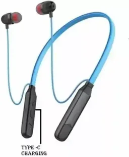 Tigotech Bullet 9 upto 55 hours Playtime with Type C charger | 10mm driver Bluetooth headset (Blue)