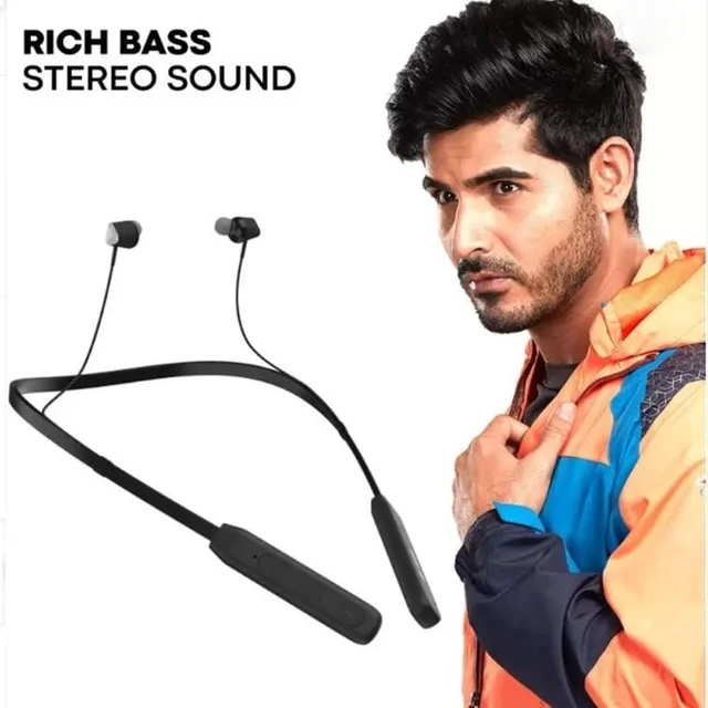 VNV Zen Link Wireless Neck Band Magnetic Stereo Earbunds | 40 Hrs Play Time | With Type-C Charging (BLACK)