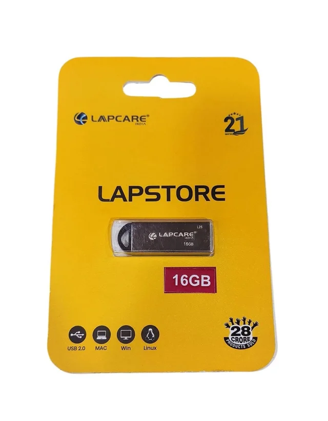 LAPCARE Lapcare Lapstore (LP16GBPD) 16GB Pen Drive USB 2.0 interface | Upto 100Mbps Speed | Keyring Design | Metal build | Lightweight - 16GB