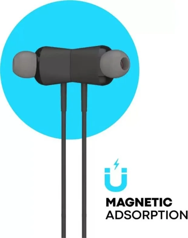 VNV Zen Link Wireless Neck Band Magnetic Stereo Earbunds | 40 Hrs Play Time | With Type-C Charging (BLACK)