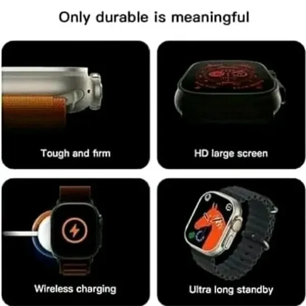 ULTRA T10 Ultra Smartwatch 2.09" inch Big Infinite Display Sleek Design Metal Body with 53mm Real Screws Calling Wireless Charging with Activity Tracker Compatible with All 3G/4G/5G Android (Orange) - Orange Roughy