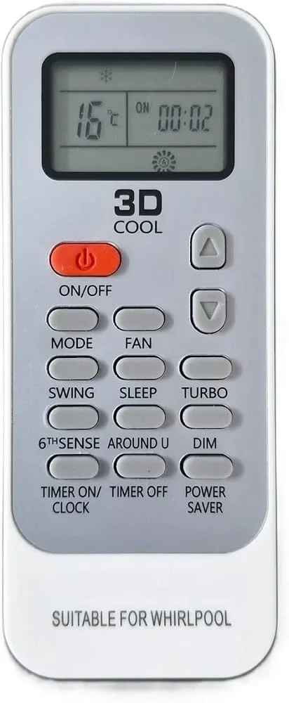 VEV Whirlpool AC Remote Control Compatible for Whirlpool AC-129 AC Remote (WHITE)