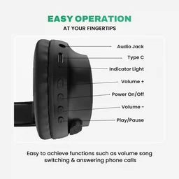 EVM Evm EnSonic Wireless Headphone With Mic (EVM-WHF-01) 40Hrs Playback Time (BLACK) - Black